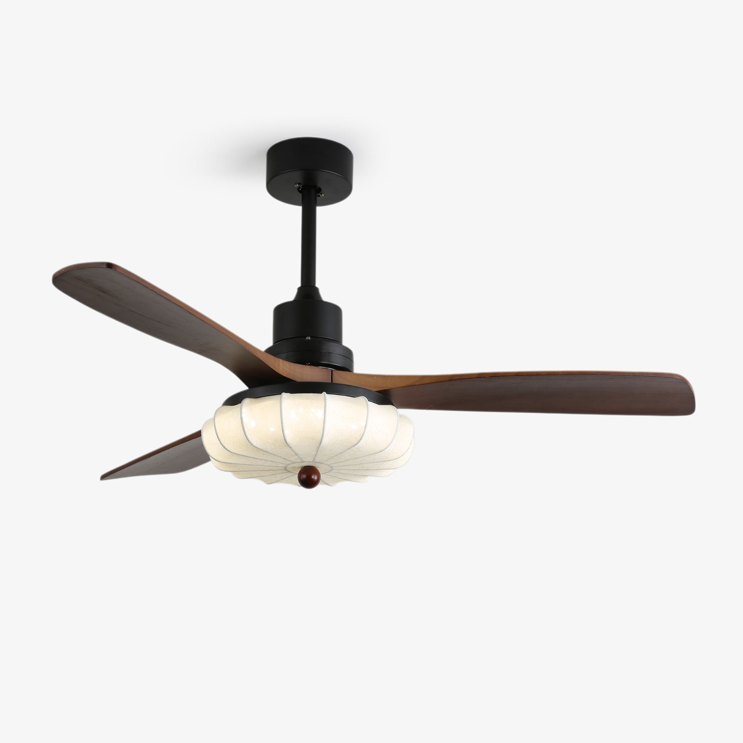 Fabric Ceiling Fan Light 36–52 in Adjustable Walnut Wood Blades Indoor Dining Living Room Bedroom Lighting | Thomler