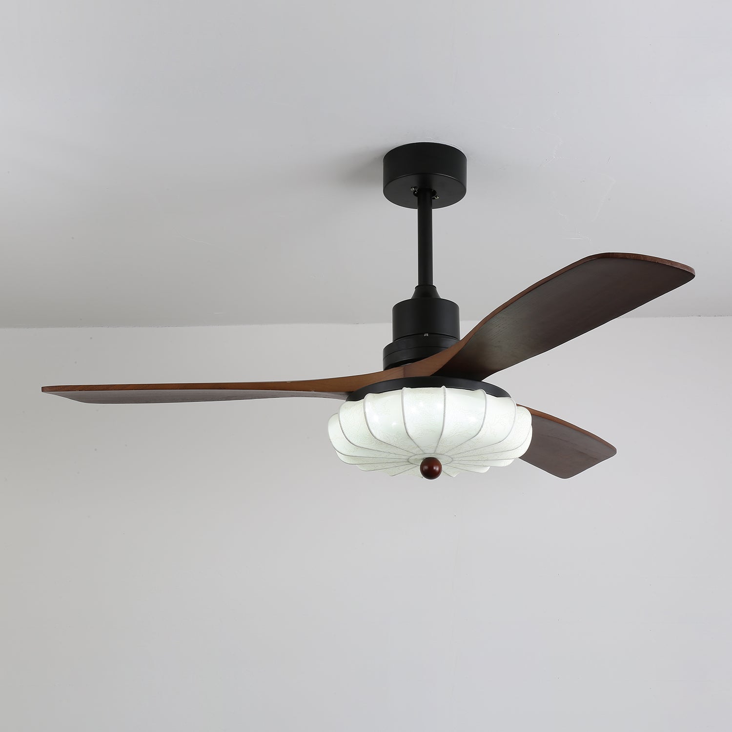 Fabric Ceiling Fan Light 36–52 in Adjustable Walnut Wood Blades Indoor Dining Living Room Bedroom Lighting | Thomler
