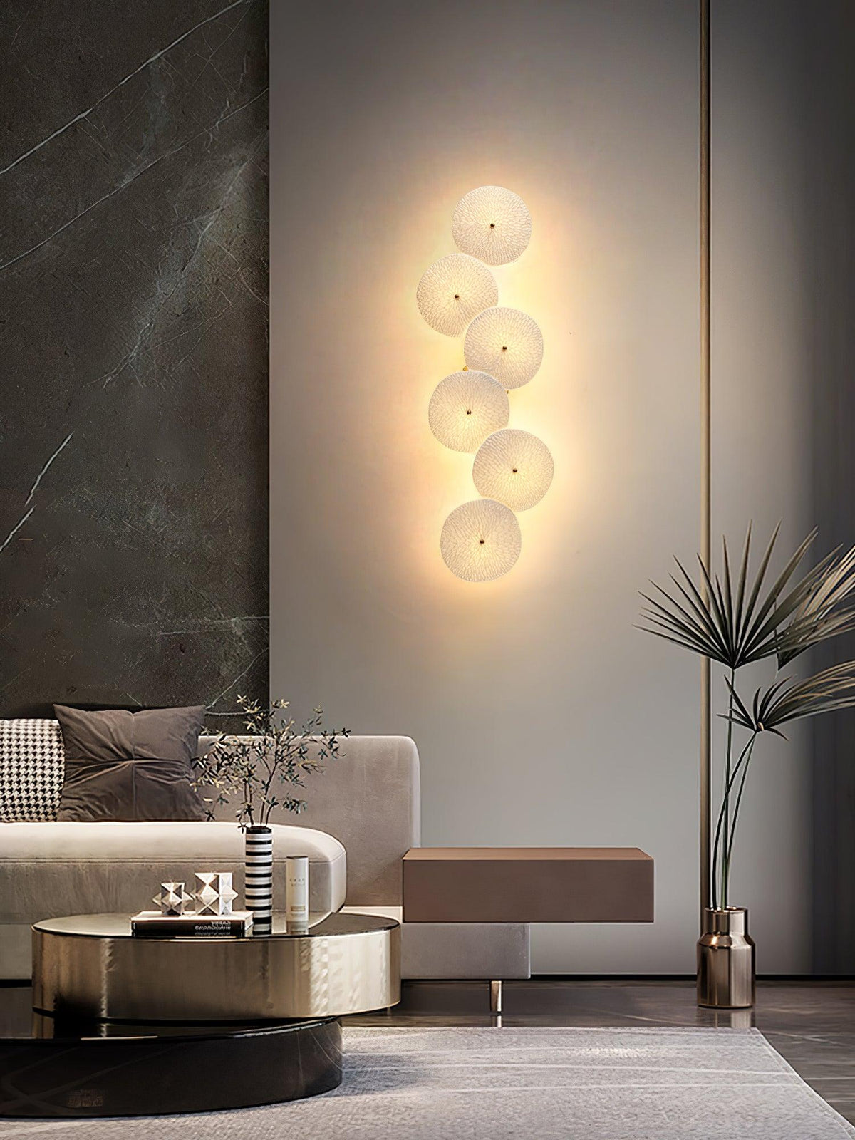 Ceramic Petal Wall Sconce – Floral LED Light with Gold Metal Accents for Hallway, Bedroom & Living Room Decor | Thomler