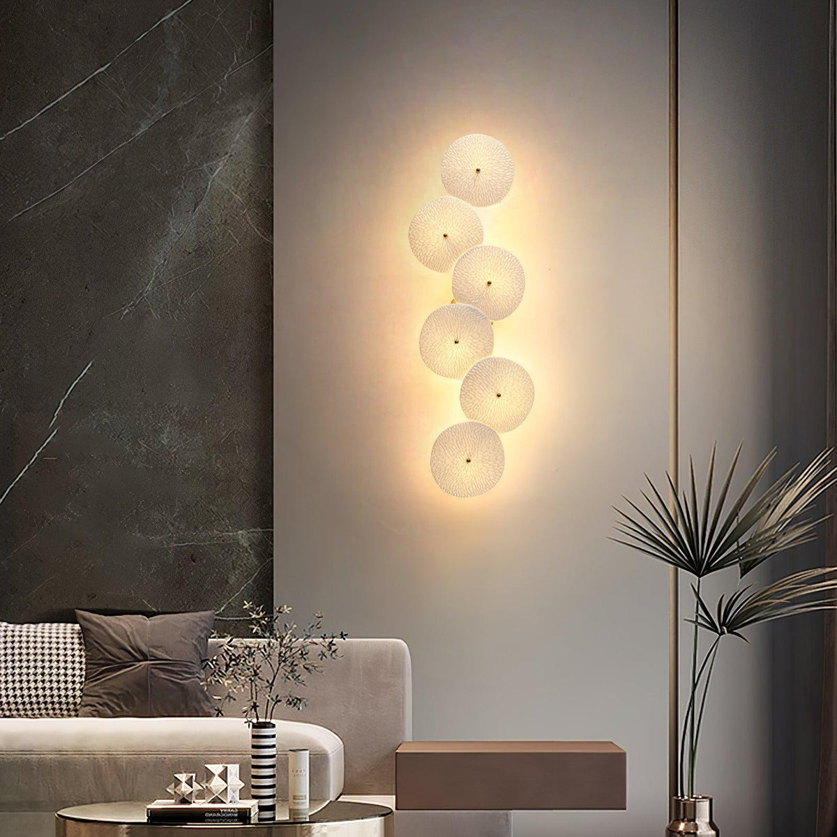 Ceramic Petal Wall Sconce – Floral LED Light with Gold Metal Accents for Hallway, Bedroom & Living Room Decor | Thomler