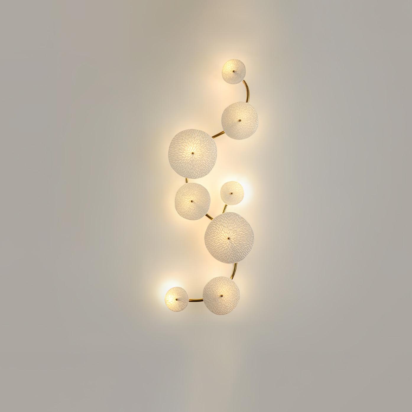 Ceramic Wall Lamp 19.7 in Vertical Lotus Cascade Gold Indoor LED Decorative Lighting | Thomler