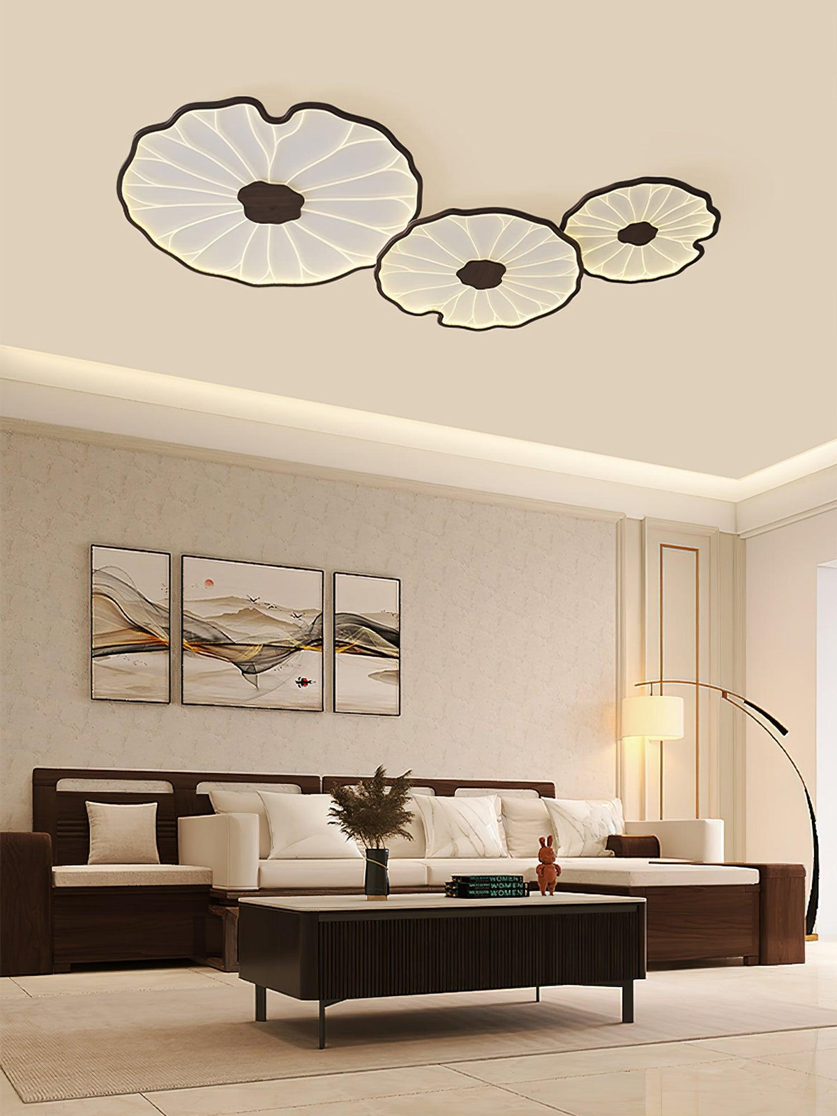 Organic Leaf-Inspired LED Ceiling Light with Wood-Grain Finish for Living Room & Bedroom | Thomler