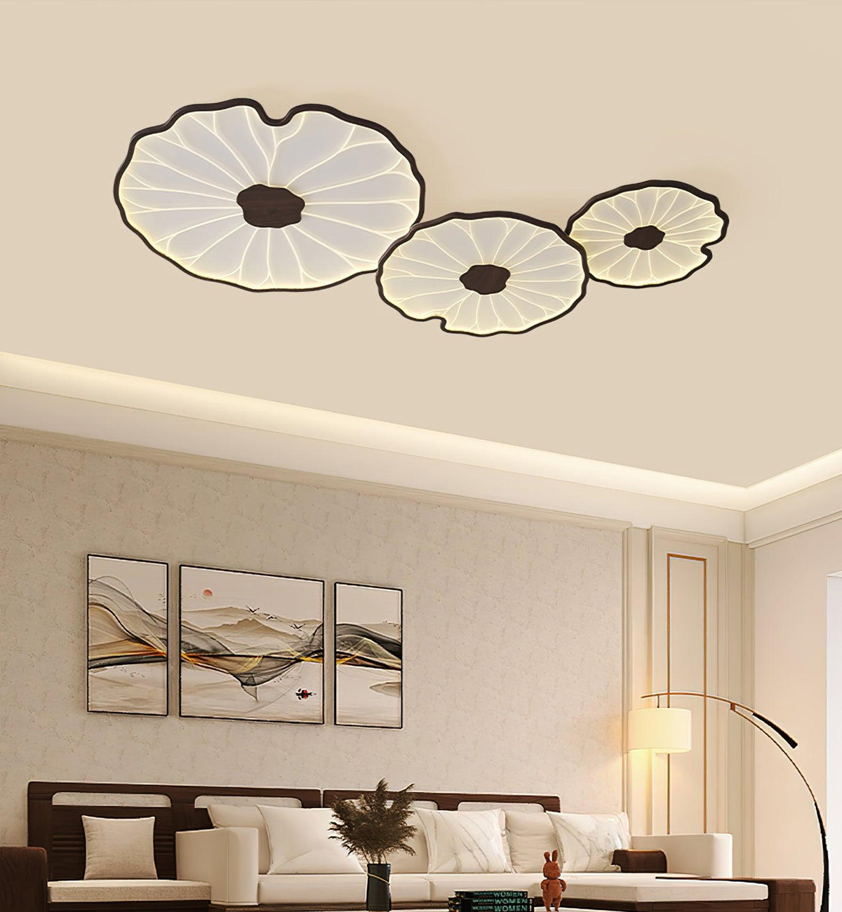 Organic Leaf-Inspired LED Ceiling Light with Wood-Grain Finish for Living Room & Bedroom | Thomler