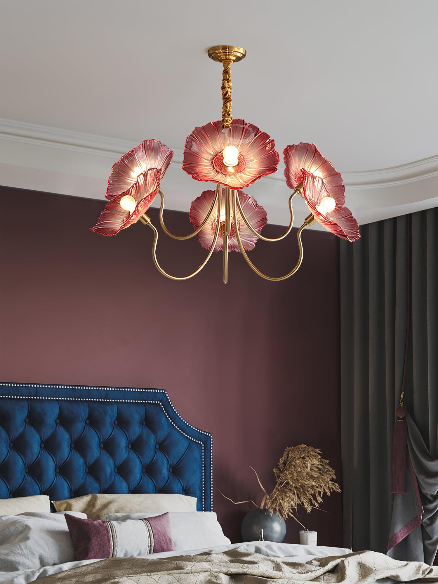 Leaf-Shaped Frosted Glass Chandelier 35.4 in x 21.7 in Gold Indoor Ceiling Lighting Dining Room Living Room | Thomler