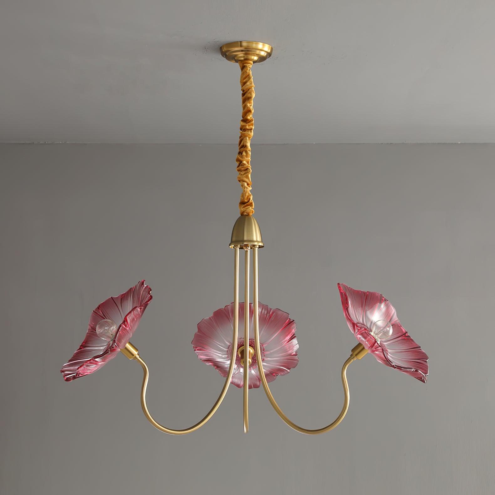 Leaf-Shaped Frosted Glass Chandelier 35.4 in x 21.7 in Gold Indoor Ceiling Lighting Dining Room Living Room | Thomler
