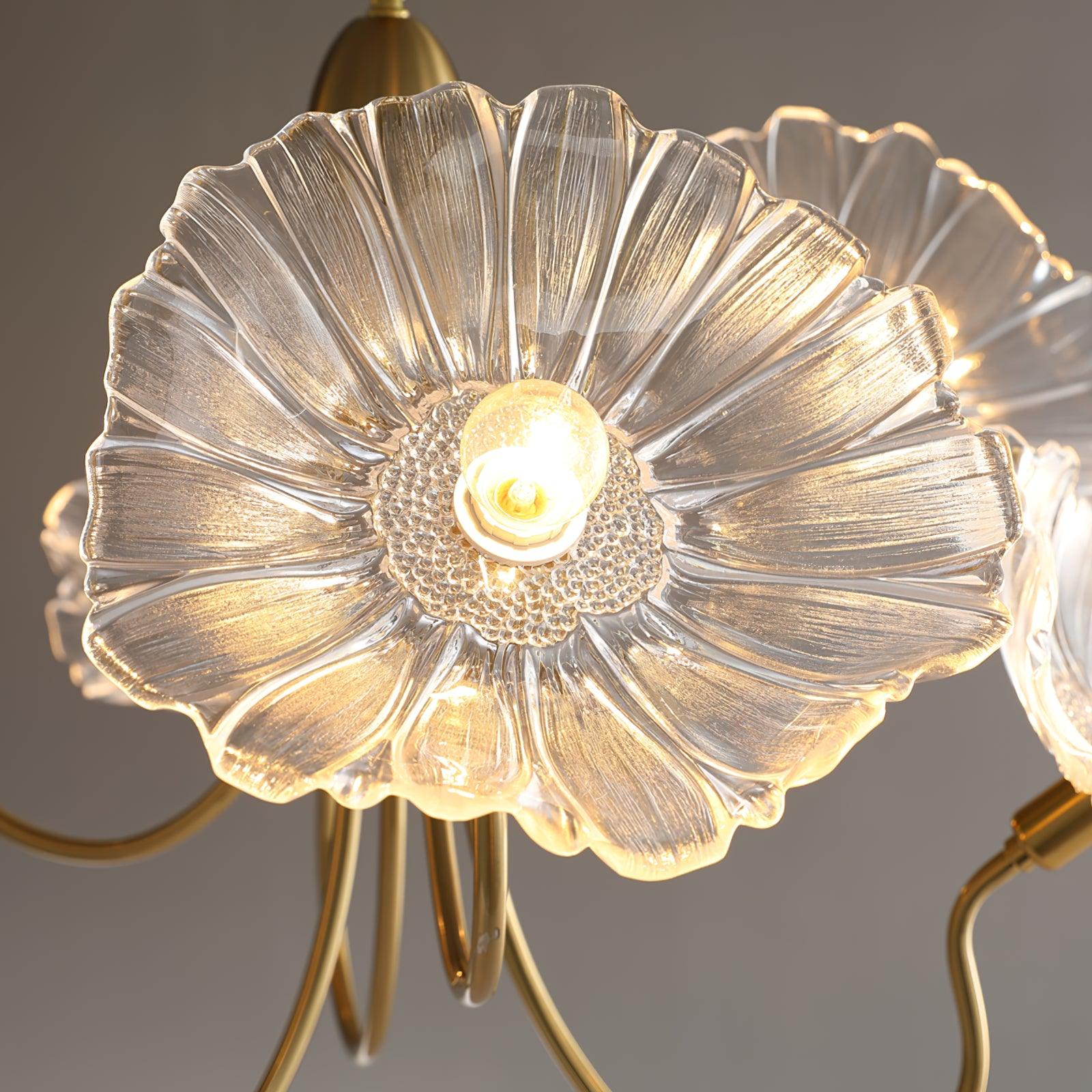 Leaf-Shaped Frosted Glass Chandelier 35.4 in x 21.7 in Gold Indoor Ceiling Lighting Dining Room Living Room | Thomler