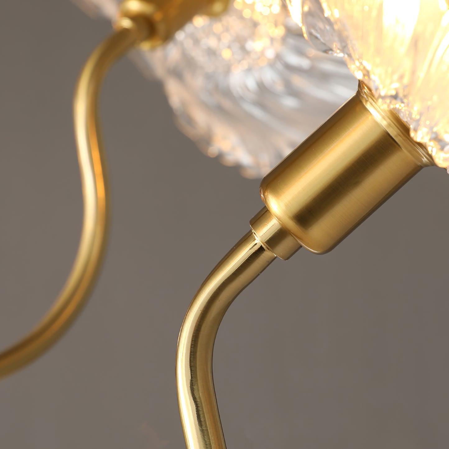 Leaf-Shaped Frosted Glass Chandelier 35.4 in x 21.7 in Gold Indoor Ceiling Lighting Dining Room Living Room | Thomler