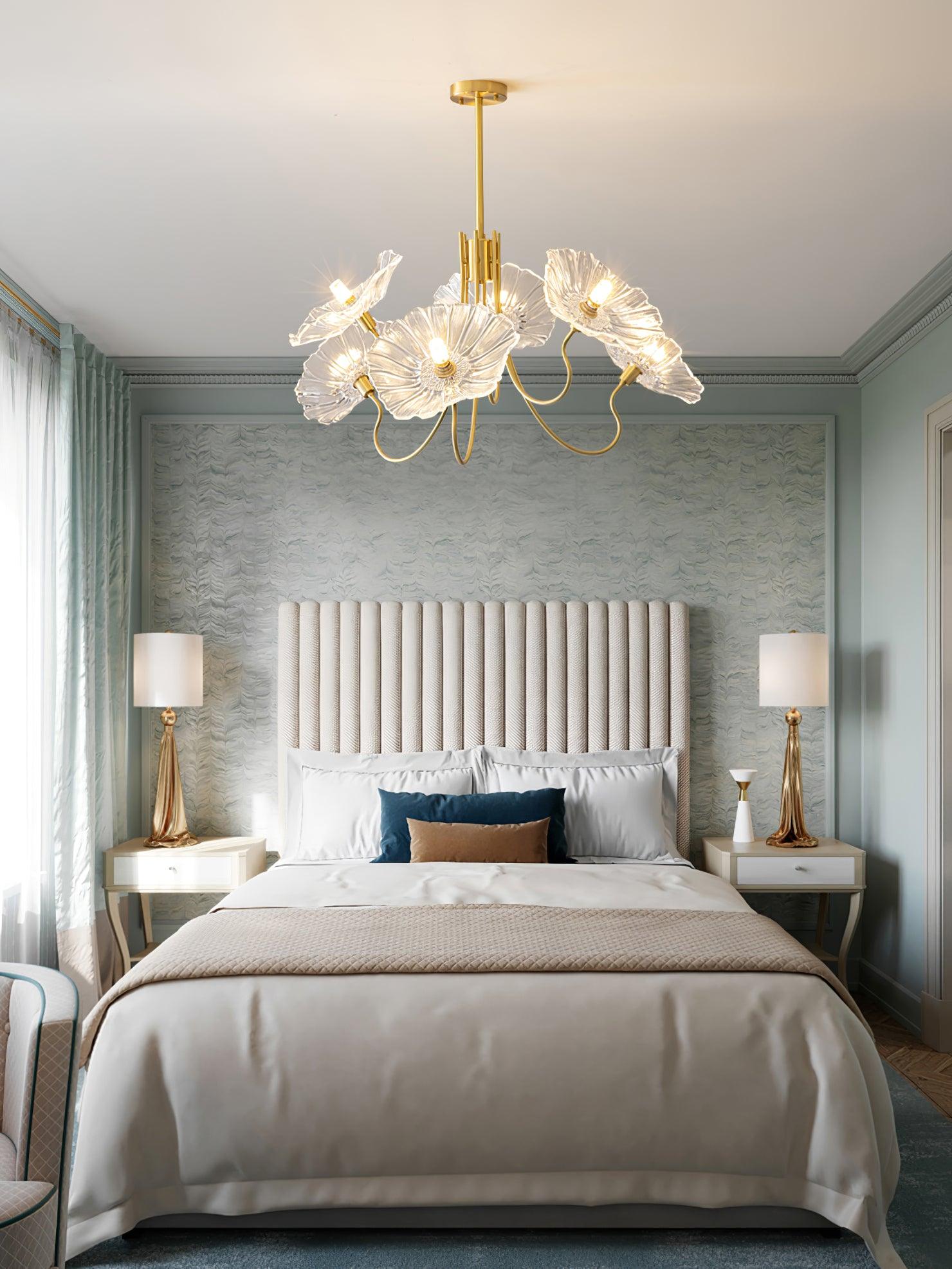 Leaf-Shaped Frosted Glass Chandelier 35.4 in x 21.7 in Gold Indoor Ceiling Lighting Dining Room Living Room | Thomler