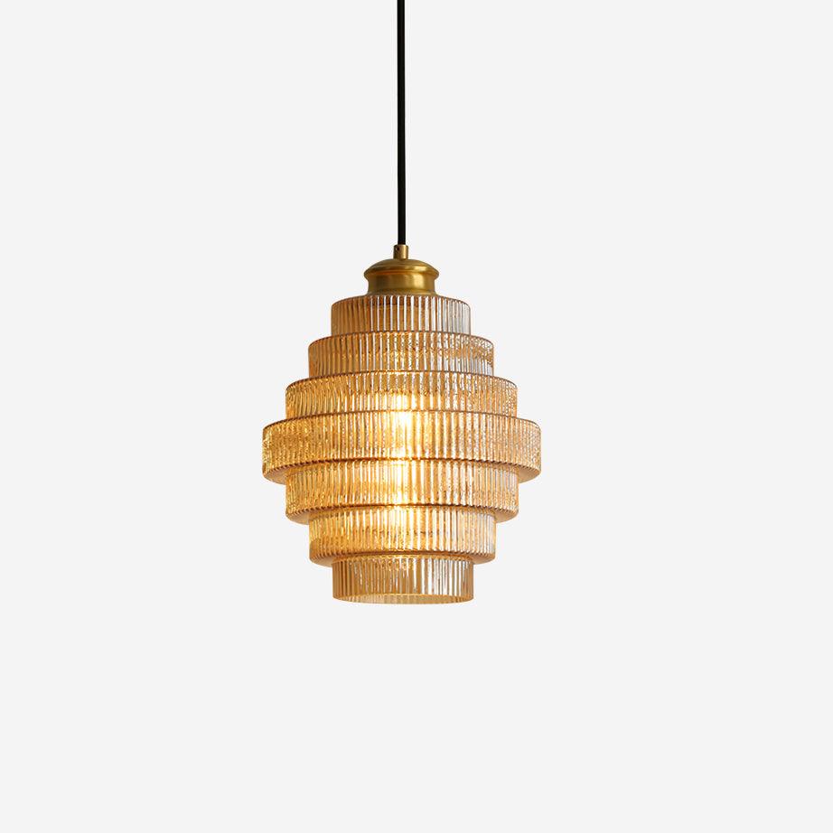 Pendant Light Glass Multi-Tier 9.8 in Amber or Smoke Gray Living Room Dining Area Modern Chandelier Ceiling Lamp | Thomler