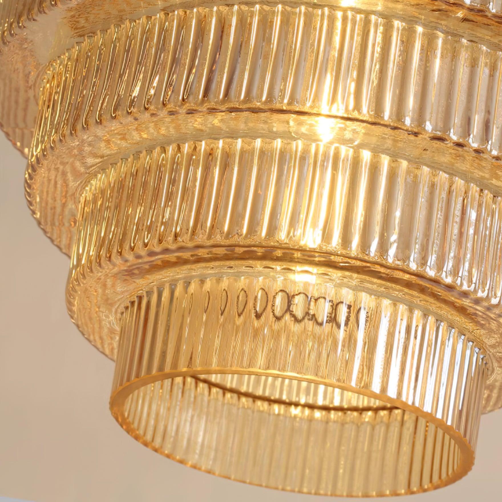 Pendant Light Glass Multi-Tier 9.8 in Amber or Smoke Gray Living Room Dining Area Modern Chandelier Ceiling Lamp | Thomler