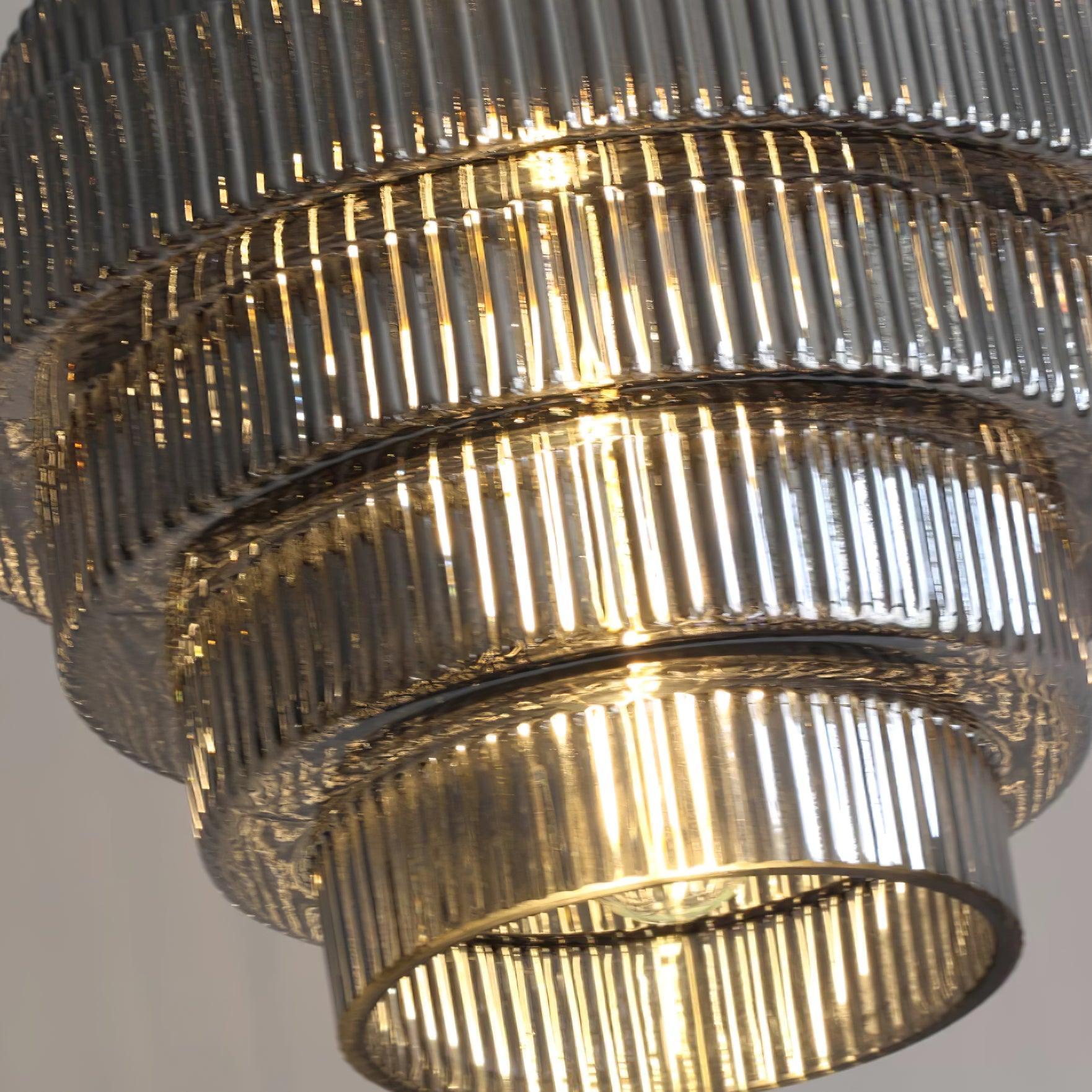 Pendant Light Glass Multi-Tier 9.8 in Amber or Smoke Gray Living Room Dining Area Modern Chandelier Ceiling Lamp | Thomler