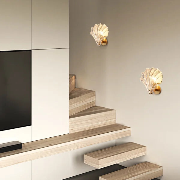 Wall Lamp Glass Shell 10 in Soft Ambient Bedroom Bathroom Stair Lighting Modern Minimalist Decor | Thomler