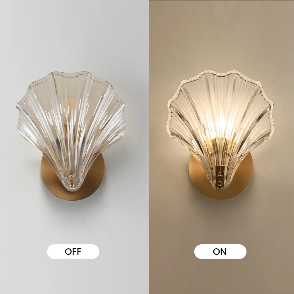 Wall Lamp Glass Shell 10 in Soft Ambient Bedroom Bathroom Stair Lighting Modern Minimalist Decor | Thomler