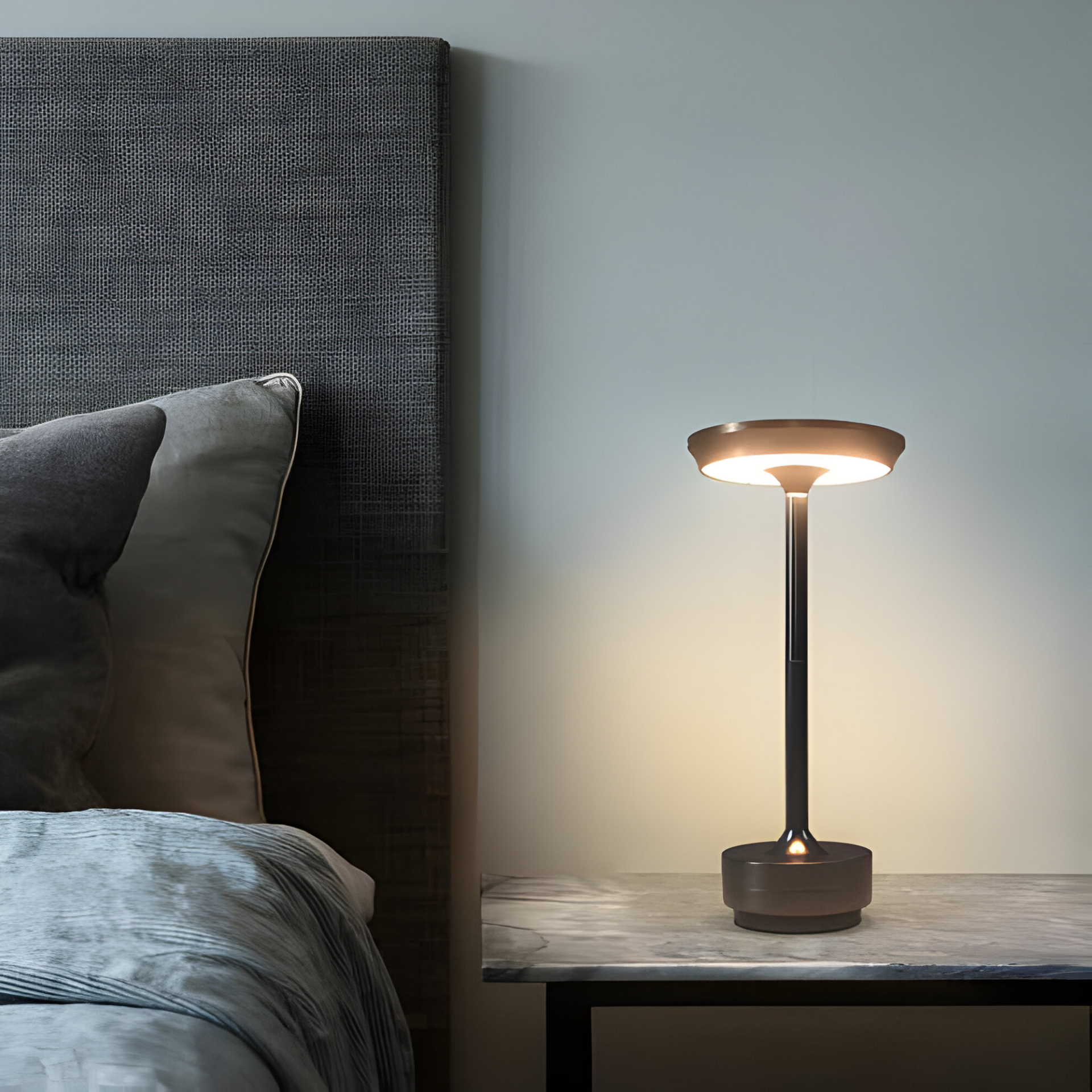 Table Lamp Metal 27.5 cm Rechargeable Dimmable Touch Bedroom Desk Wireless LED Lighting | Thomler
