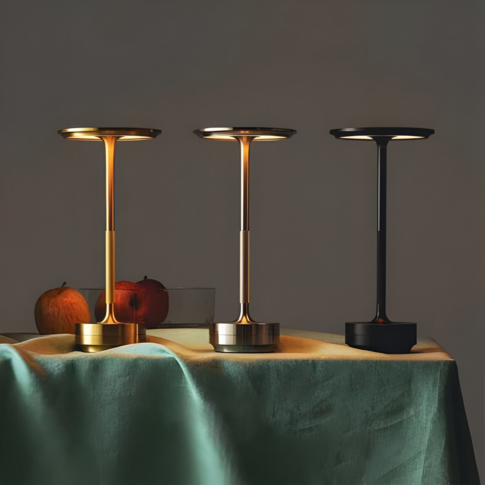 Table Lamp Metal 27.5 cm Rechargeable Dimmable Touch Bedroom Desk Wireless LED Lighting | Thomler
