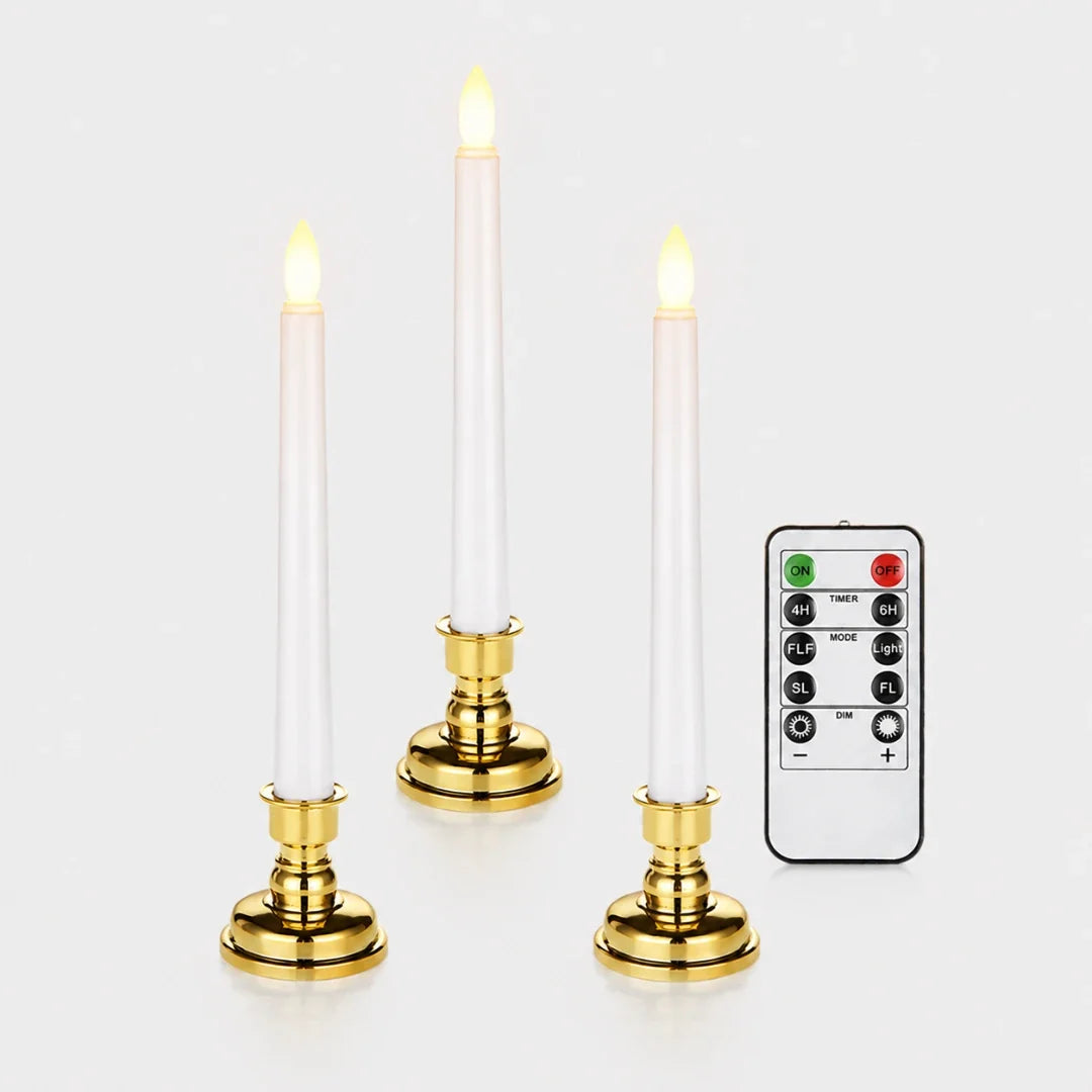 Flameless Electric Taper Candles with Remote – Realistic Flickering LED Pillar Light Set for Dining Room & Home Decor | Thomler
