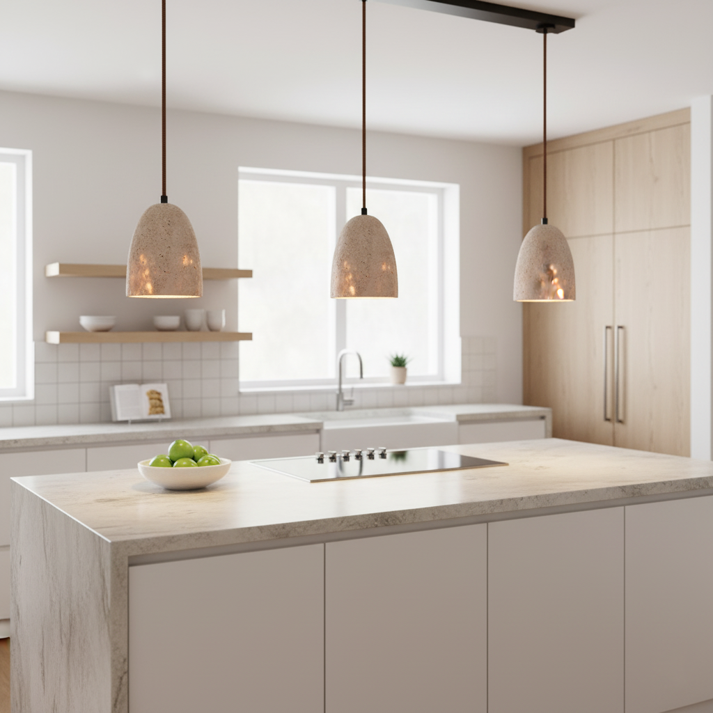 Pendant Light Travertine 4.7 in Diameter 5.9 in Height Adjustable Indoor Dining Room Kitchen Island Lighting | Thomler