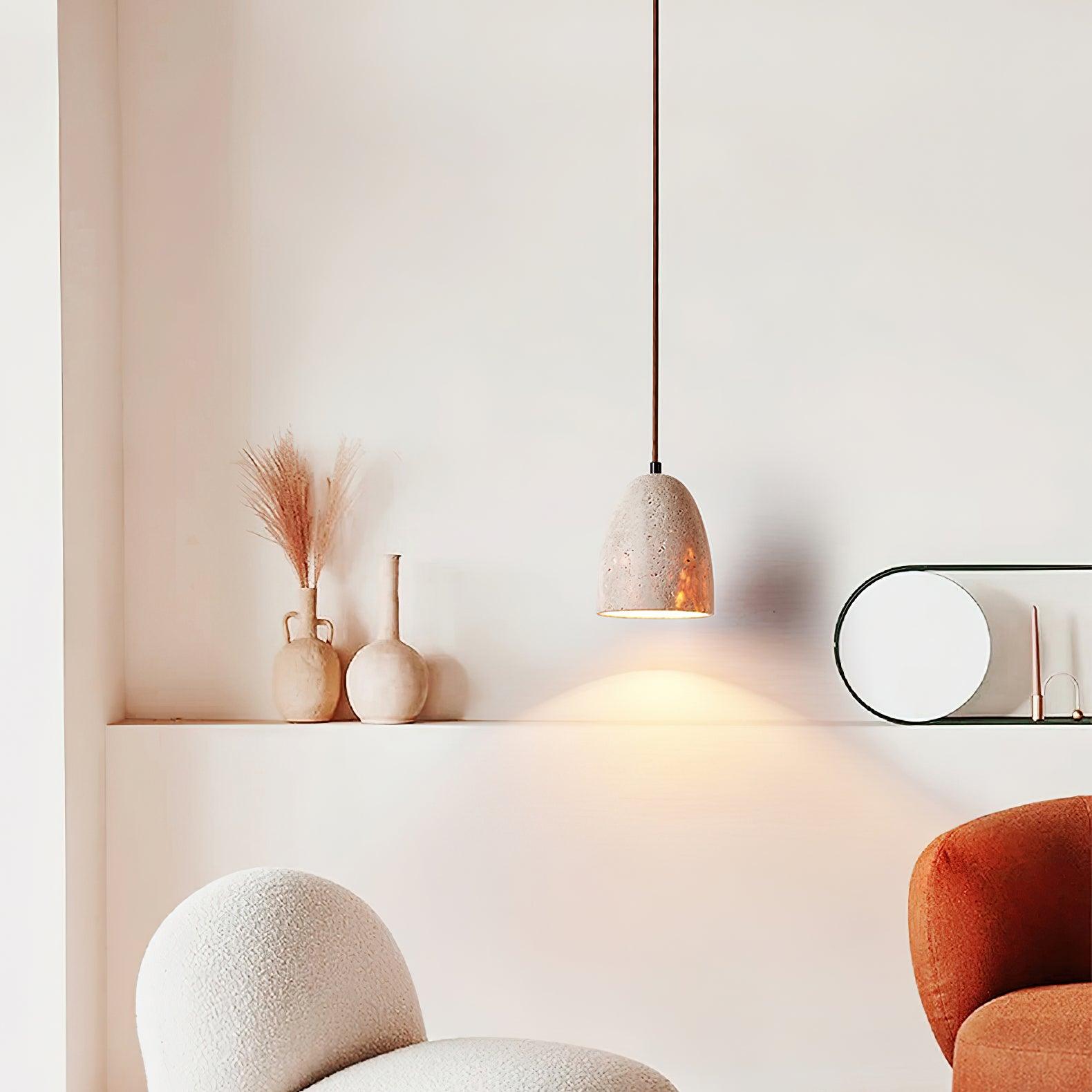 Pendant Light Travertine 4.7 in Diameter 5.9 in Height Adjustable Indoor Dining Room Kitchen Island Lighting | Thomler