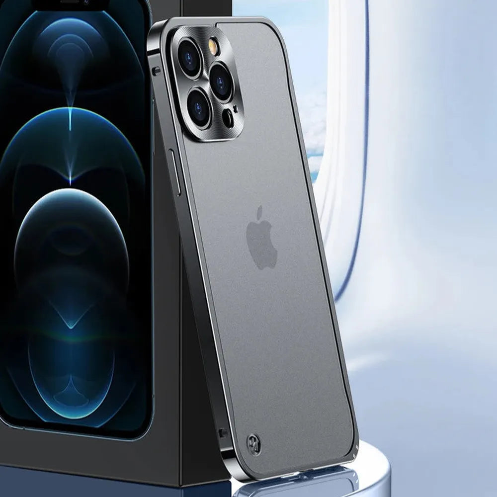 iPhone Case Machined Aluminum Frame Matte Back Cover Shock Protection Raised Edges with MagSafe Compatible Ring Precision Cutouts for 13 | Thomler