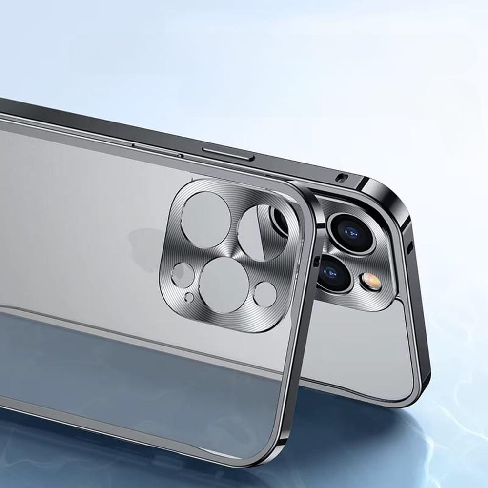 iPhone Case Machined Aluminum Frame Matte Back Cover Shock Protection Raised Edges with MagSafe Compatible Ring Precision Cutouts for 13 | Thomler