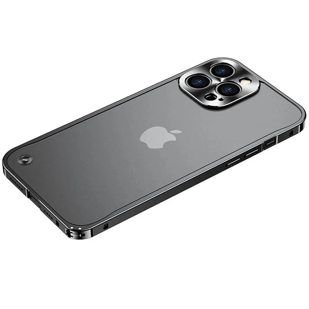 iPhone Case Machined Aluminum Frame Matte Back Cover Shock Protection Raised Edges with MagSafe Compatible Ring Precision Cutouts for 13 | Thomler