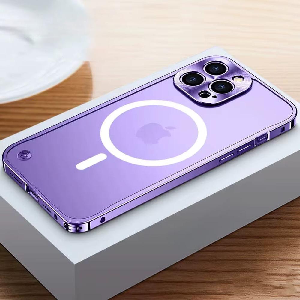 iPhone Case Machined Aluminum Frame Matte Back Cover Shock Protection Raised Edges with MagSafe Compatible Ring Precision Cutouts for 13 | Thomler