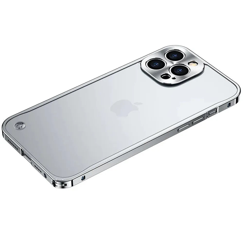 iPhone Case Machined Aluminum Frame Matte Back Cover Shock Protection Raised Edges with MagSafe Compatible Ring Precision Cutouts for 13 | Thomler