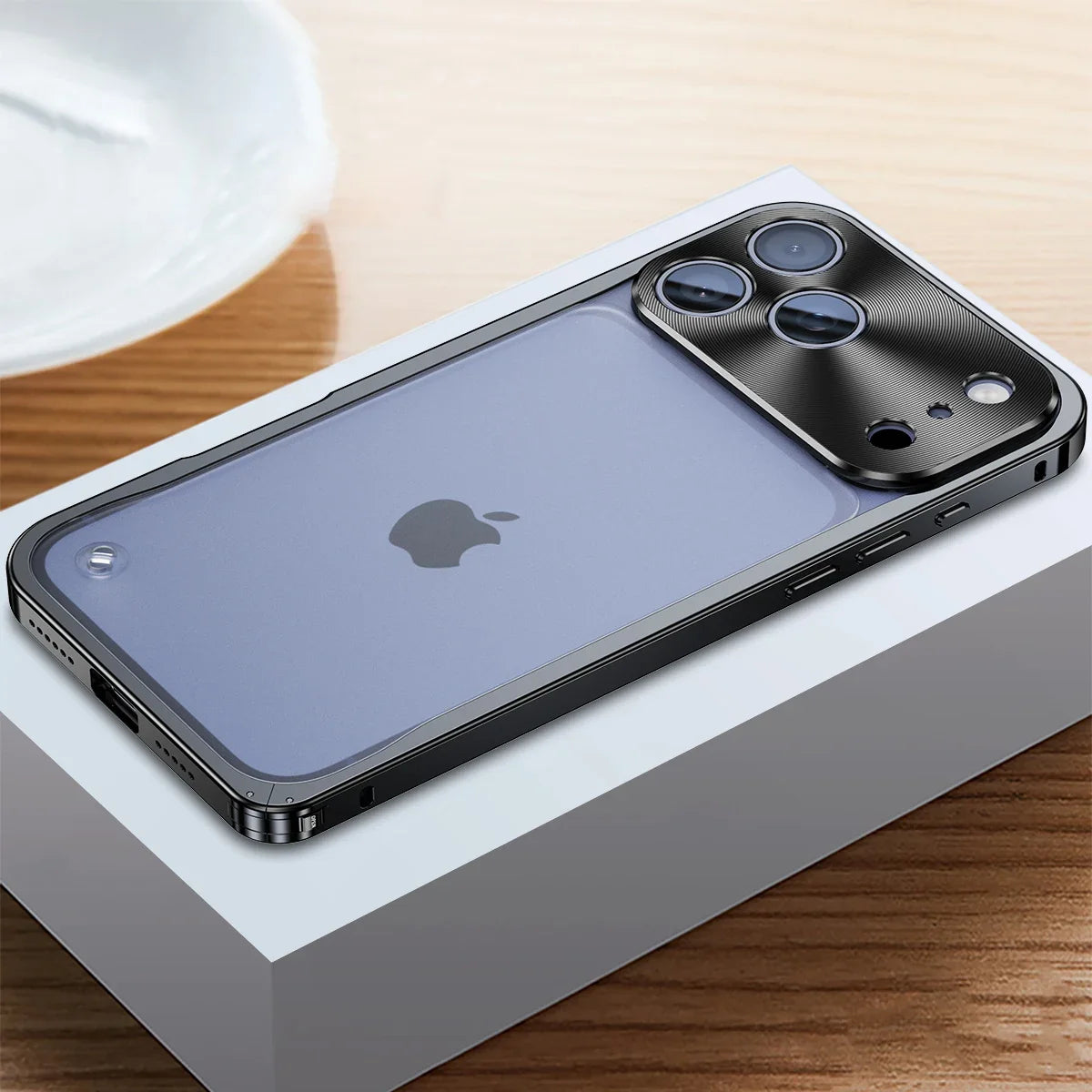 iPhone Case Machined Aluminum Frame Matte Back Cover Shock Protection Raised Edges with MagSafe Compatible Ring Precision Cutouts for 13 | Thomler