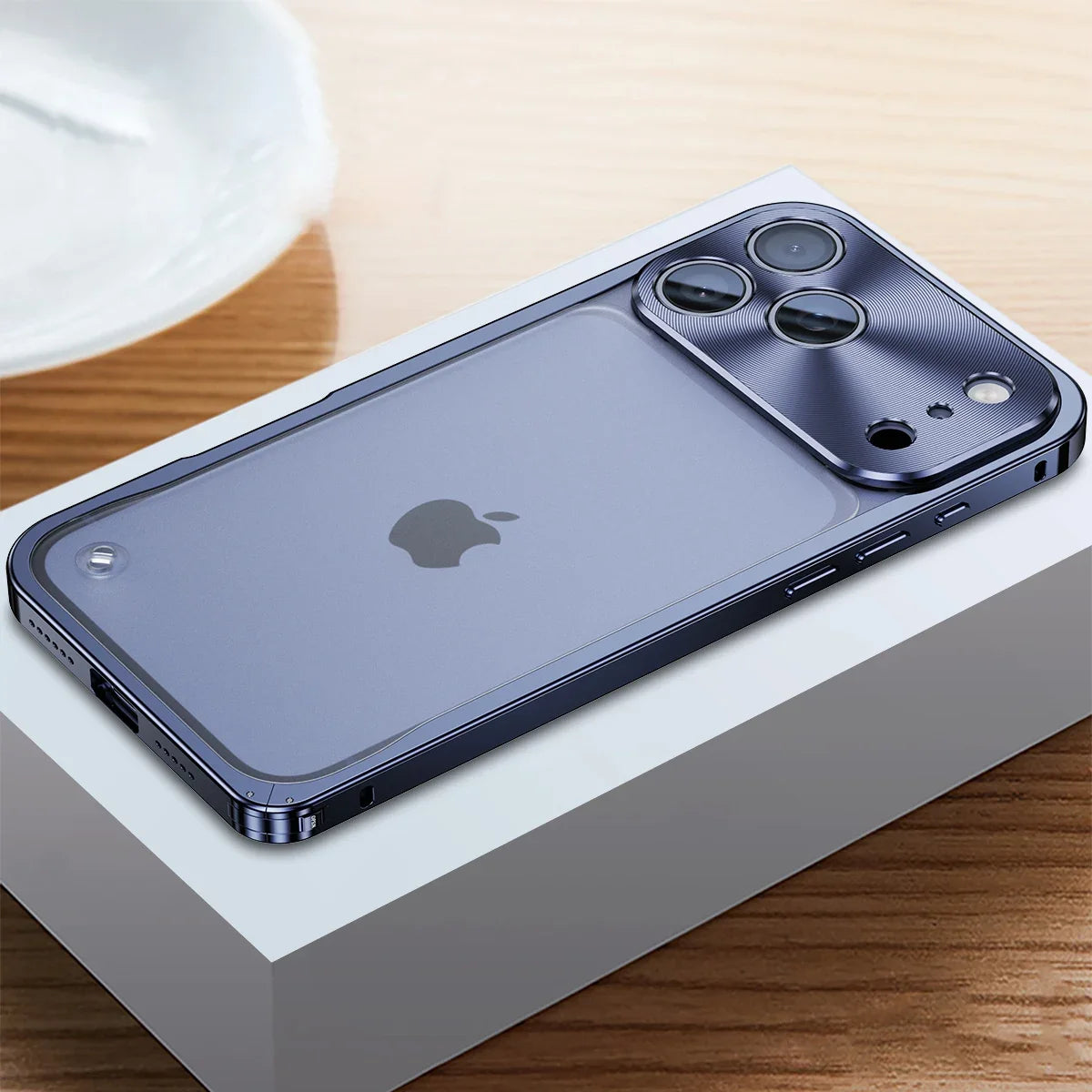 iPhone Case Machined Aluminum Frame Matte Back Cover Shock Protection Raised Edges with MagSafe Compatible Ring Precision Cutouts for 13 | Thomler