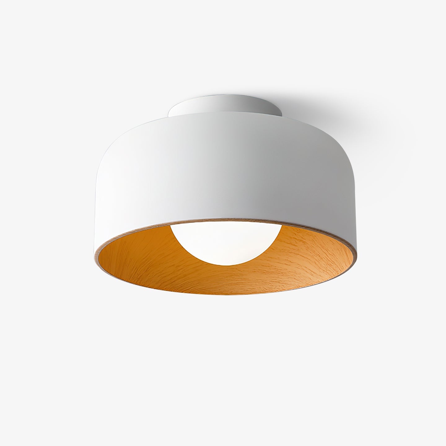 Metal and Glass Ceiling Light 8.7 in Dia Modern Indoor Hallway Bedroom Lighting Fixture Wood Grain Interior | Thomler