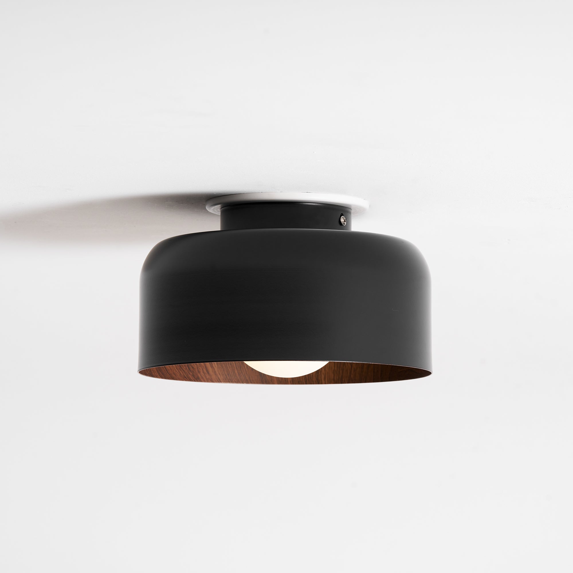 Metal and Glass Ceiling Light 8.7 in Dia Modern Indoor Hallway Bedroom Lighting Fixture Wood Grain Interior | Thomler