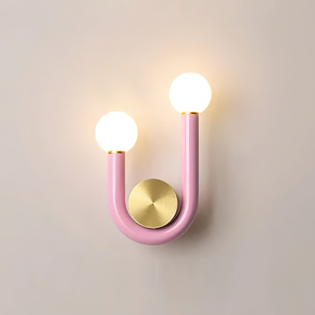 Contemporary Double-Bulb Sconce with Curved Metal Frame – Vibrant Accent Light for Hallways, Bedrooms & Stairs | Thomler