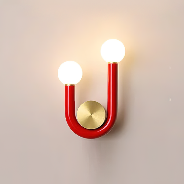 Contemporary Double-Bulb Sconce with Curved Metal Frame – Vibrant Accent Light for Hallways, Bedrooms & Stairs | Thomler