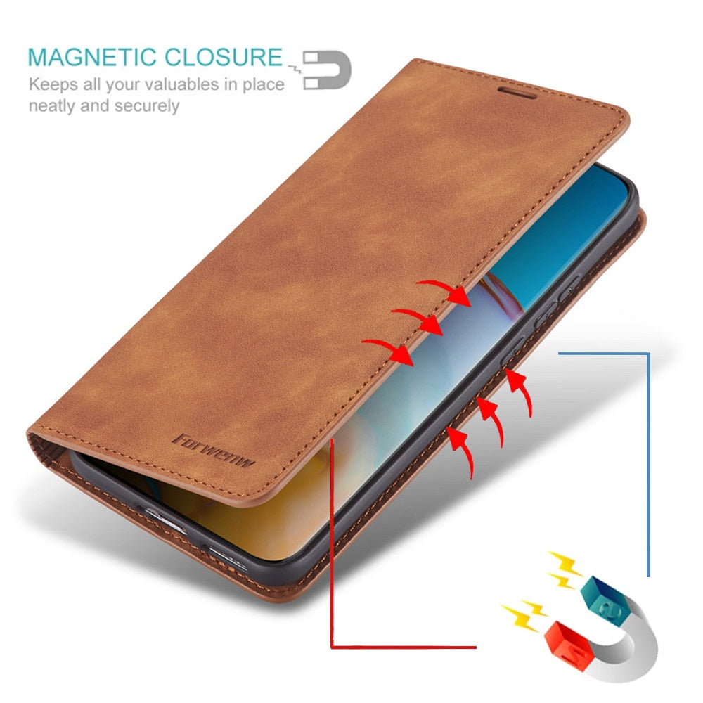 Premium Leather Flip Wallet Case for Huawei P20, P30, P40, Mate 20 & Mate 30 Series – Magnetic Closure, Card Slots, Scratch Protection | Thomler