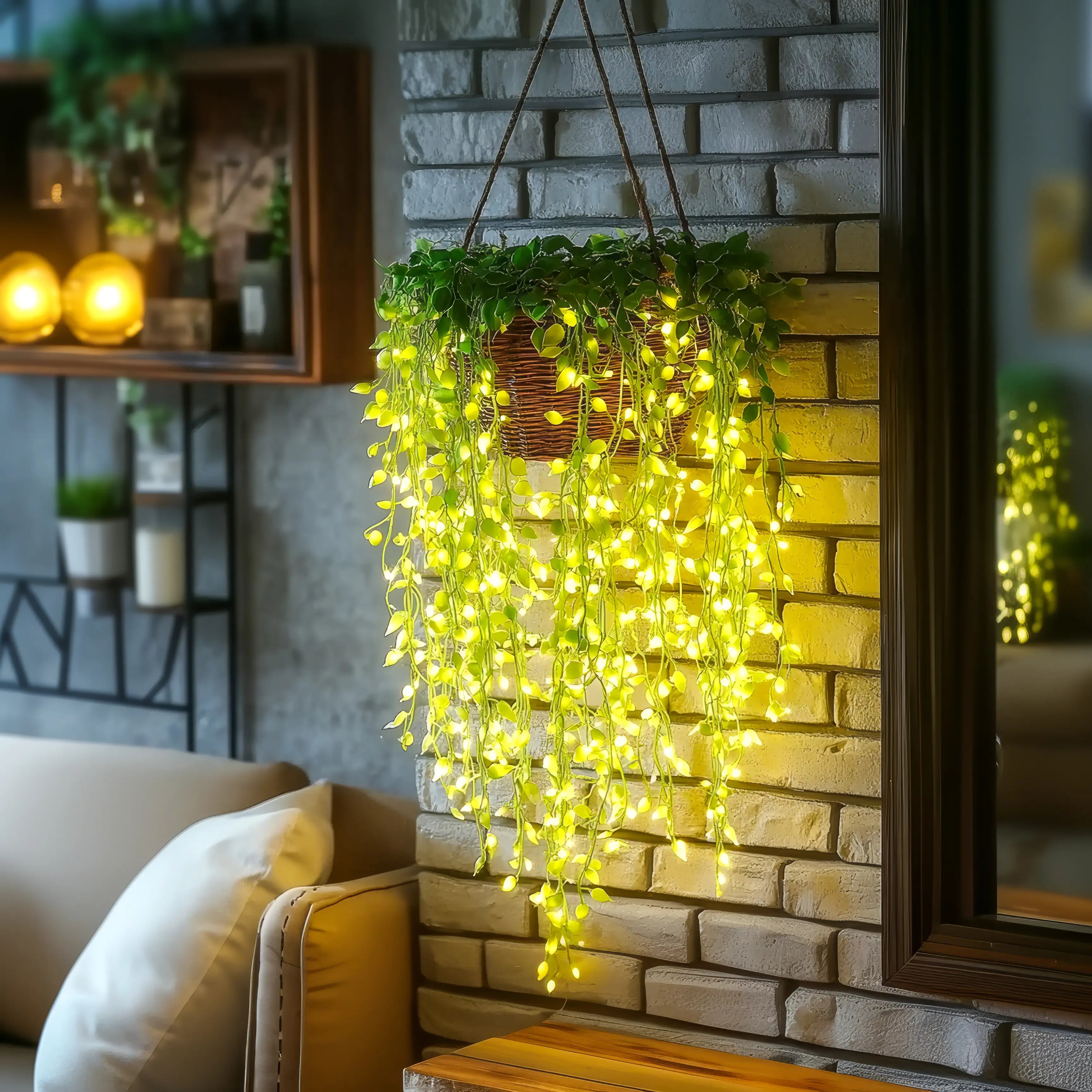 LED Lighted Ivy Garland with Remote – 100 Warm White Lights, 10 ft Faux Greenery Vine for Bedroom, Living Room, Party & Seasonal Decor | Thomler