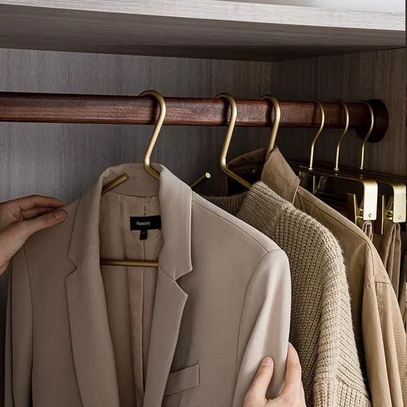Clothes Hangers Metal 42.0 cm 16.5" Matte Gold Silver Wardrobe Storage Heavy Duty Suit Coat Closet Organiser Set | Thomler