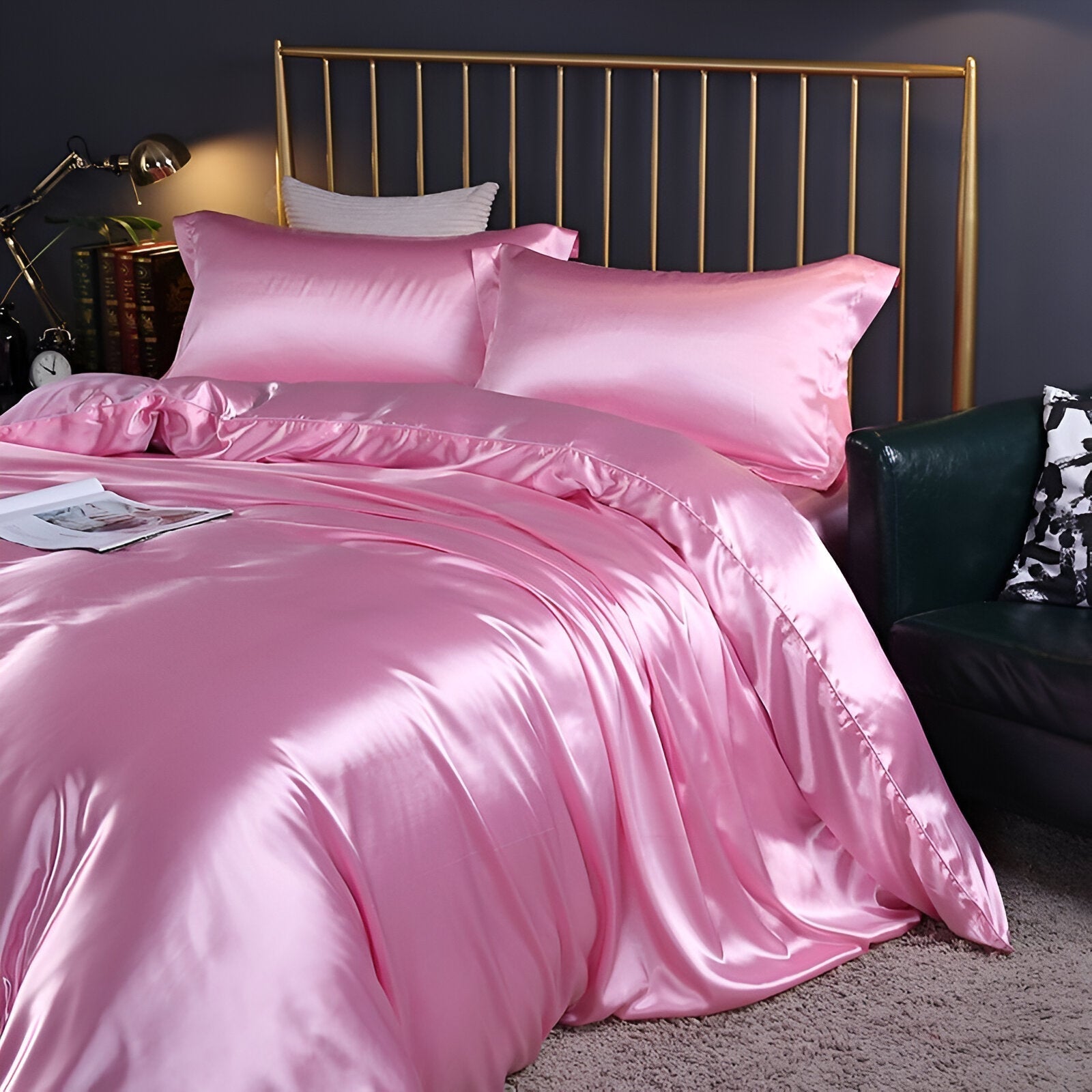 Bedding Set Mulberry Silk Blend 180 gsm Purple Bedroom Duvet Cover Fitted Sheet Pillowcases Luxury Sleep Set | Thomler