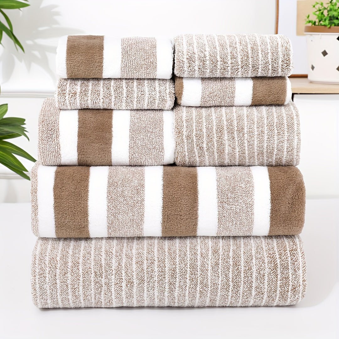 Microfiber Towel Set 8-Piece Quick-Dry Bath Hand Face Towels Ultra Absorbent for Bathroom Gym Travel Sports Compact Lightweight Soft | Thomler