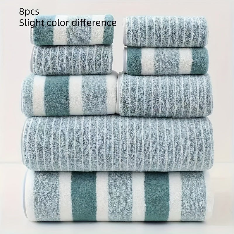 Microfiber Towel Set 8-Piece Quick-Dry Bath Hand Face Towels Ultra Absorbent for Bathroom Gym Travel Sports Compact Lightweight Soft | Thomler