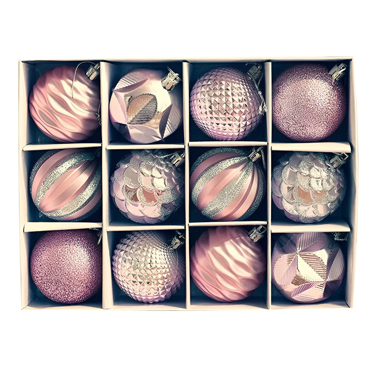 Shatterproof Ornament Set 24-Pack – Shiny Holiday Tree Baubles in Green, Silver, Red, Blush & Champagne for Christmas Decor | Thomler