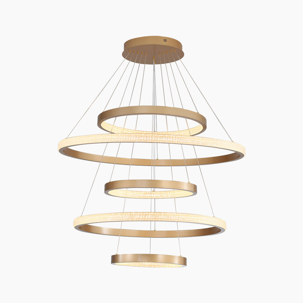 Chandelier Aluminum LED 39.4 in Adjustable Gold Modern Living Room Dining Room Ceiling Light | Thomler