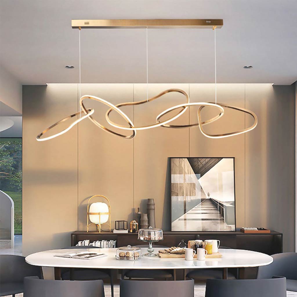 Chandelier Stainless Steel LED 47 in Adjustable Gold Living Room Dining Kitchen Lighting Modern Minimalist Luxury Ceiling Lamp | Thomler