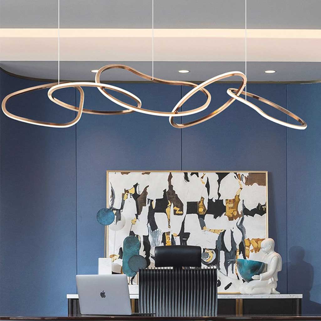 Chandelier Stainless Steel LED 47 in Adjustable Gold Living Room Dining Kitchen Lighting Modern Minimalist Luxury Ceiling Lamp | Thomler