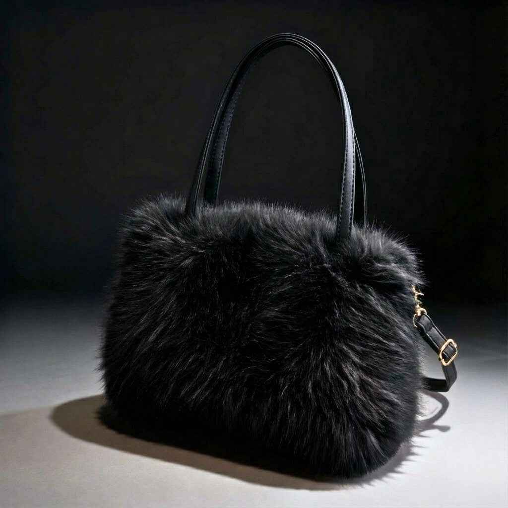 Fluffy Faux Fur Tote with Shoulder Straps – Lightweight Cloud-Like Handbag for Daily Carry & Dressy Events | Thomler