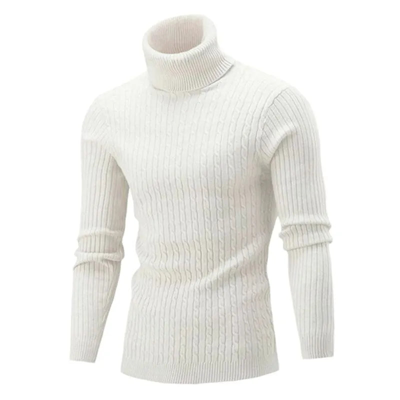 Men's Fitted High-Neck Textured Pullover Sweater – Winter-Weight Knit for Cold Weather | Thomler