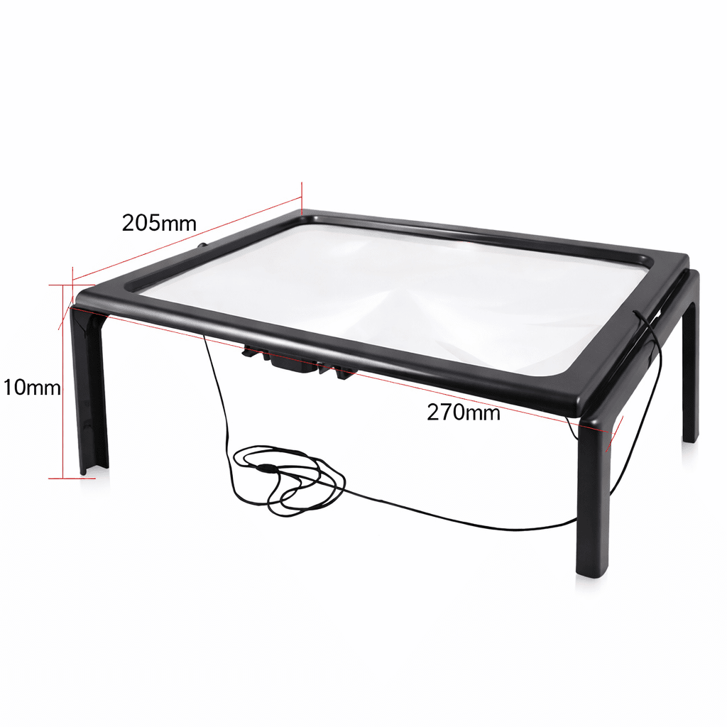 Folding Desktop Magnifier with Built-In LED Light for Reading Books and Small Print | Hands-Free 3X Magnification Lens for Crafts Hobbies | Thomler