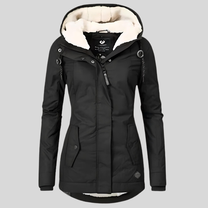 Women's Long Hooded Puffer Coat with Faux Fur Lining for Cold Weather | Thomler