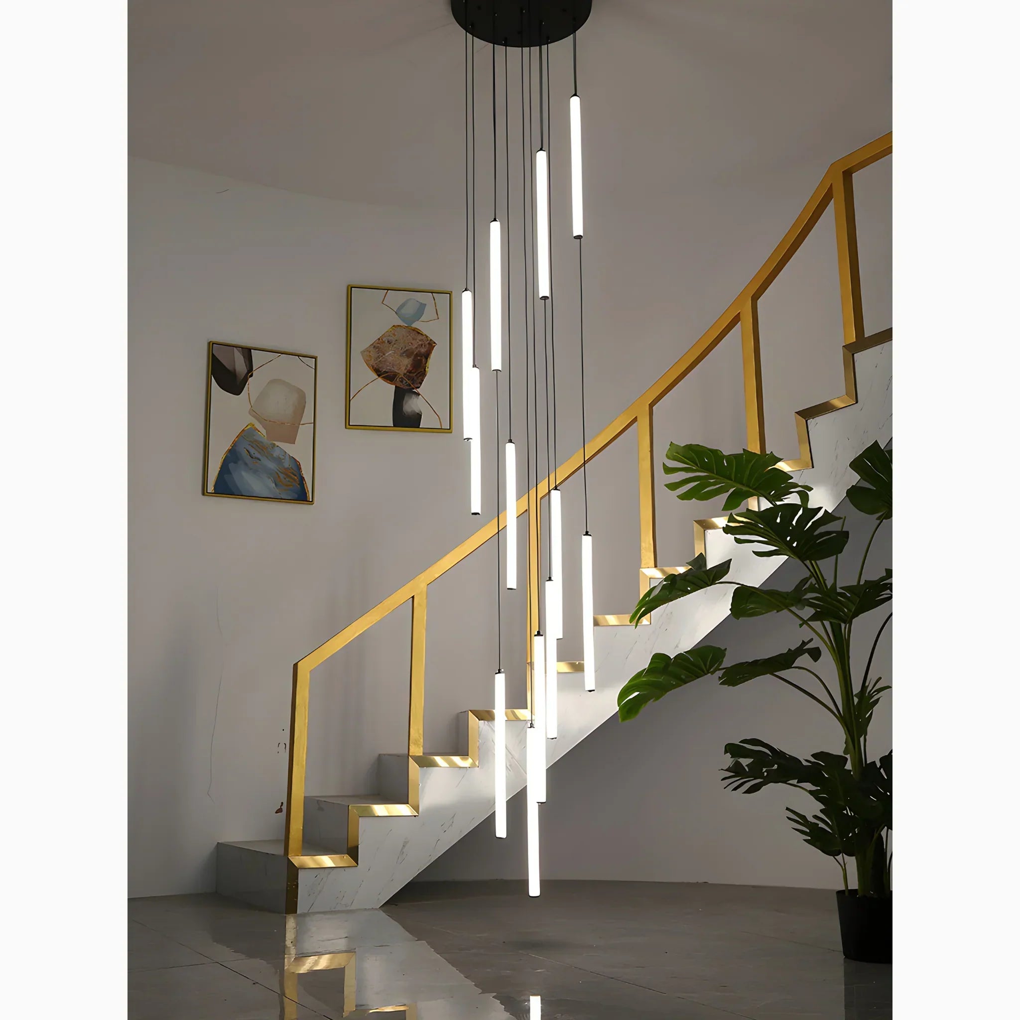 Pendant Light Iron Acrylic 300.0 cm Adjustable Spiral Staircase High Ceiling LED Hanging Lamp Entryway Foyer Lighting | Thomler