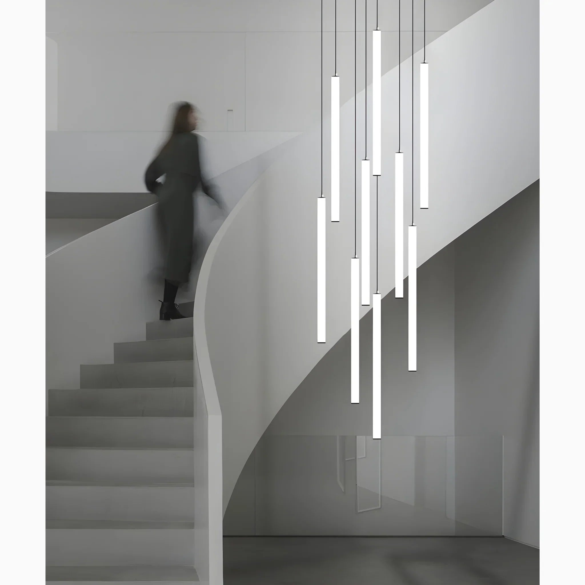 Pendant Light Iron Acrylic 300.0 cm Adjustable Spiral Staircase High Ceiling LED Hanging Lamp Entryway Foyer Lighting | Thomler