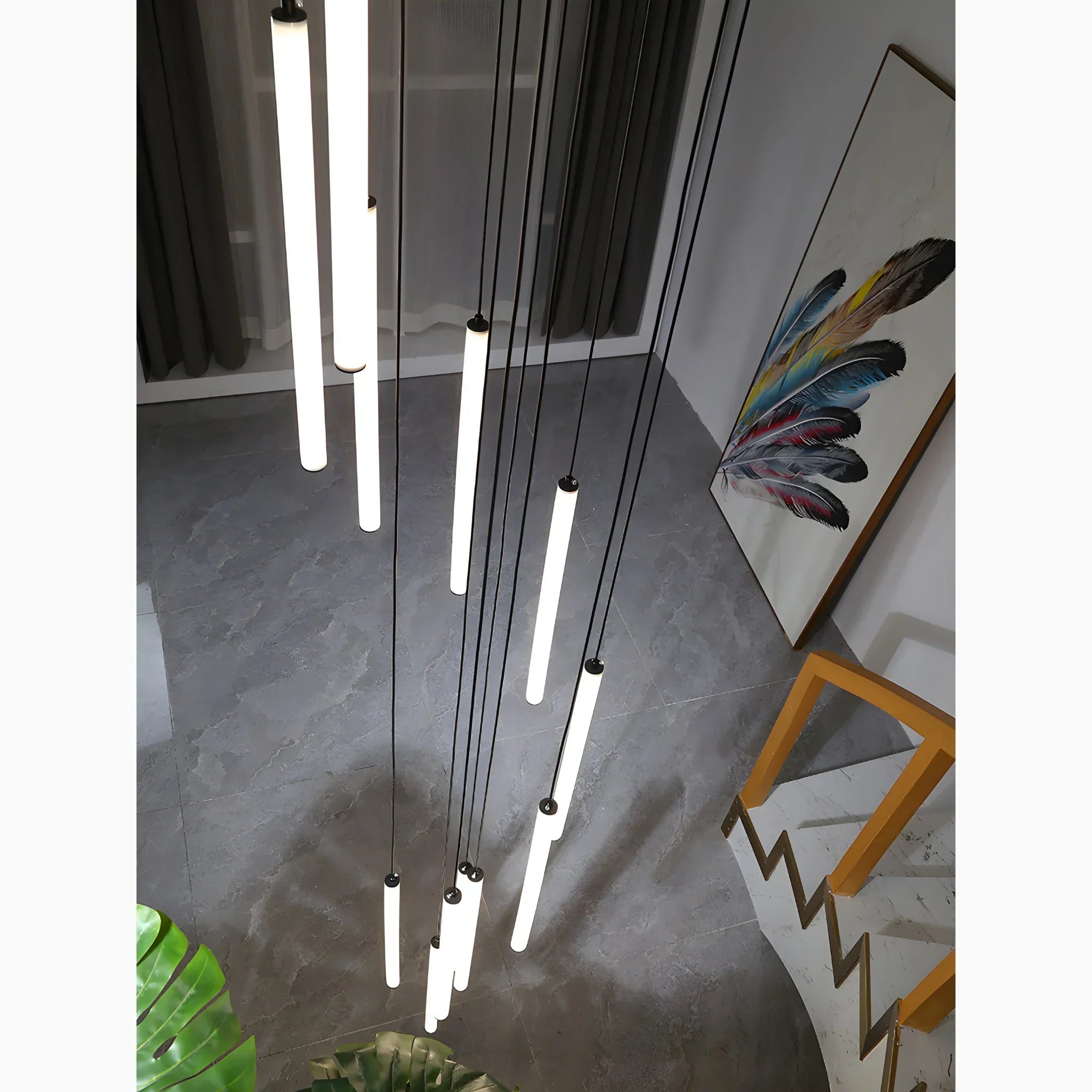 Pendant Light Iron Acrylic 300.0 cm Adjustable Spiral Staircase High Ceiling LED Hanging Lamp Entryway Foyer Lighting | Thomler